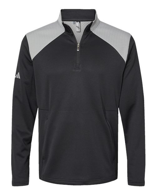 Textured Mixed Media Quarter-Zip Pullover