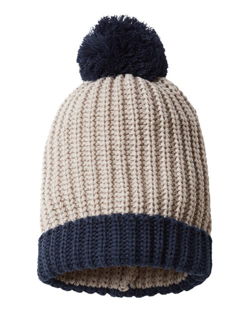 Chunky Cable with Cuff & Pom Beanie