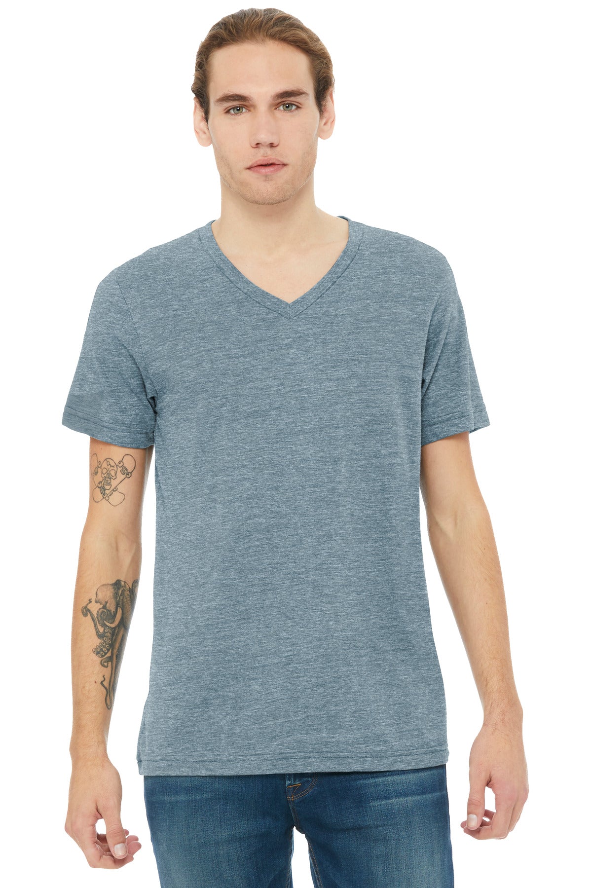 Unisex Heather CVC V-Neck Tee