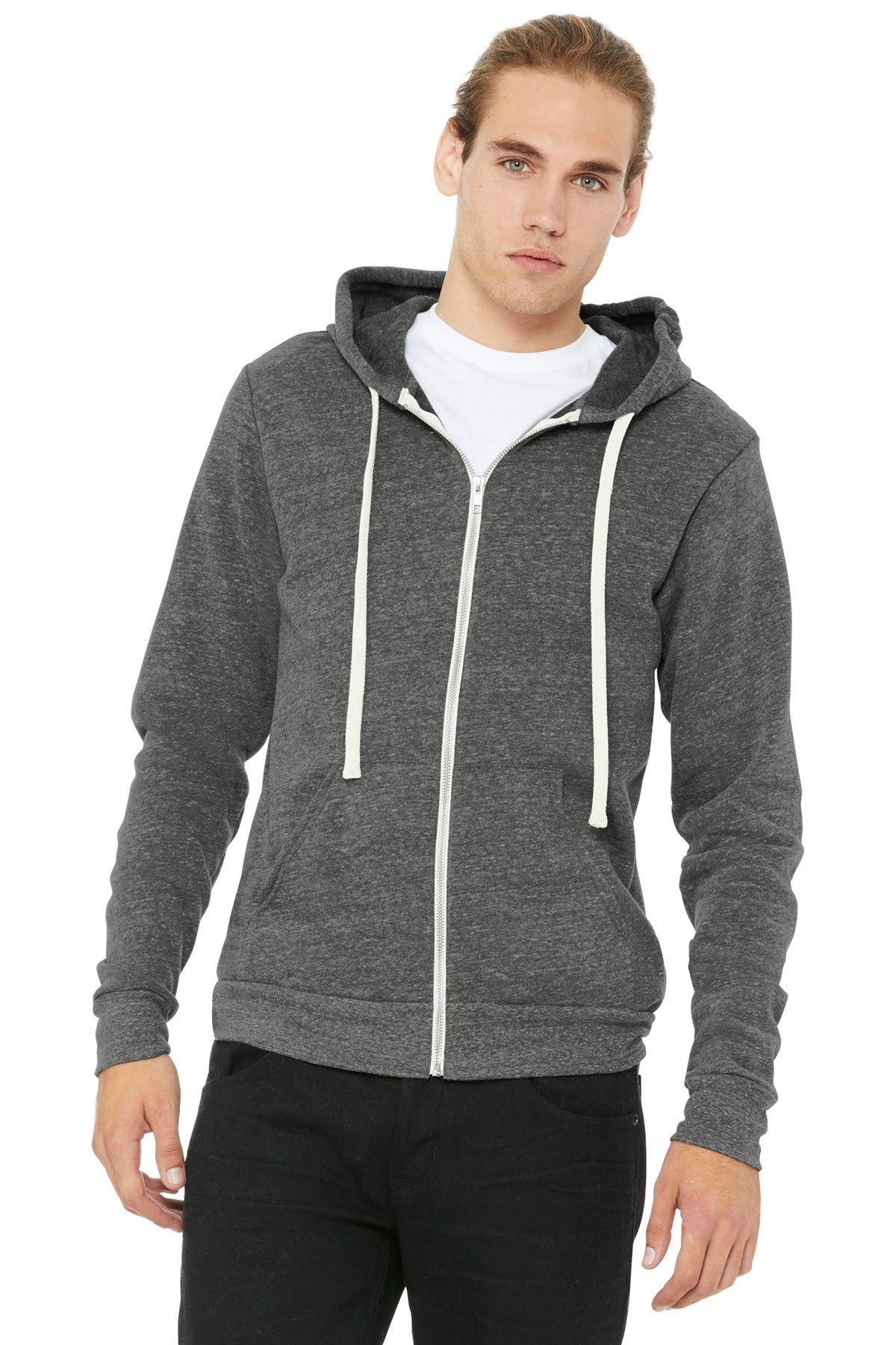 Unisex Triblend Sponge Fleece Full-Zip Hoodie
