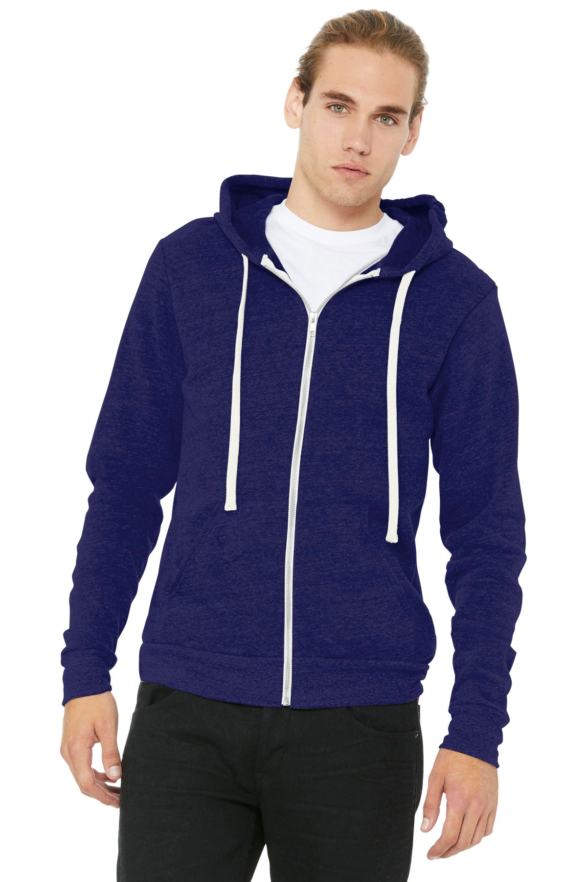 Unisex Triblend Sponge Fleece Full-Zip Hoodie
