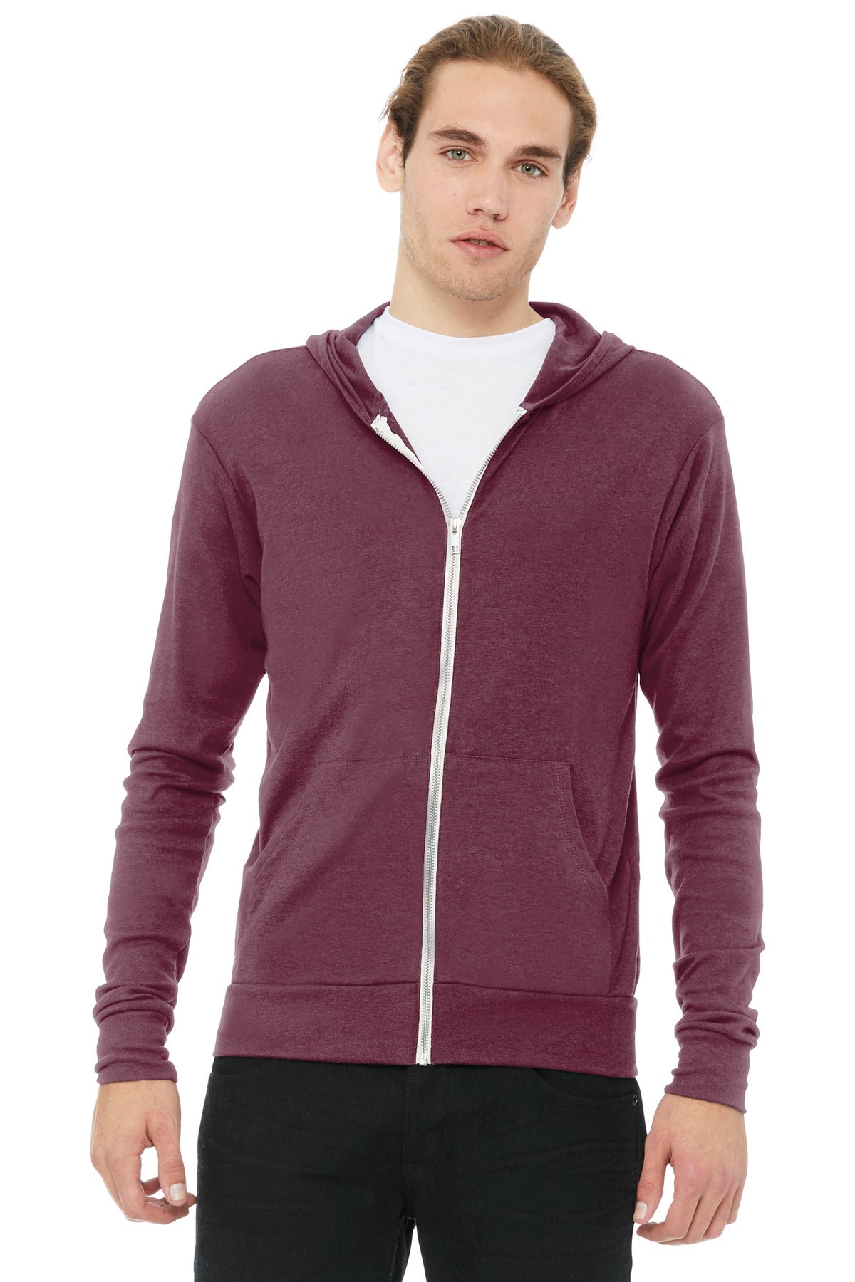 Unisex Triblend Full-Zip Lightweight Hoodie