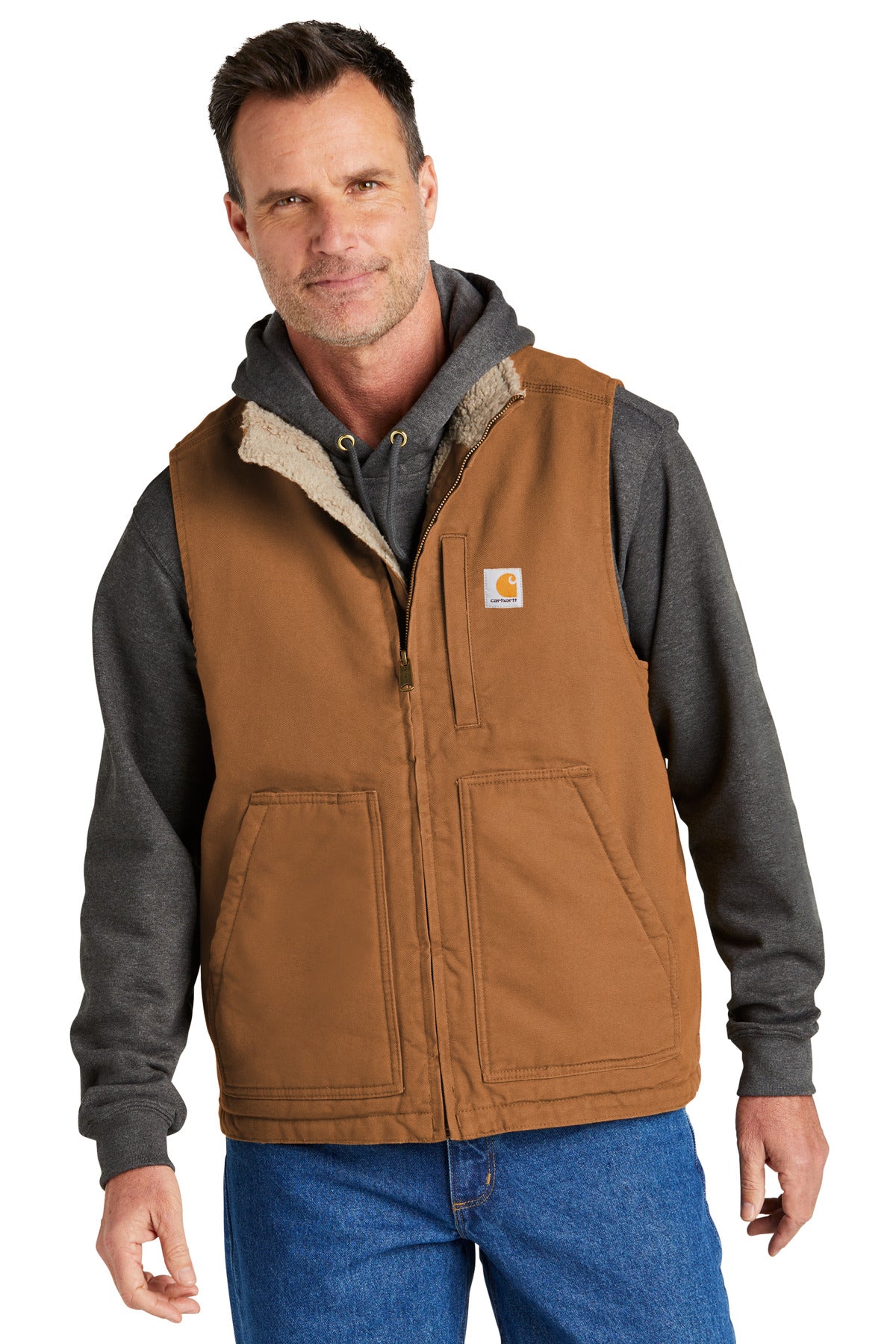 Sherpa-Lined Mock Neck Vest