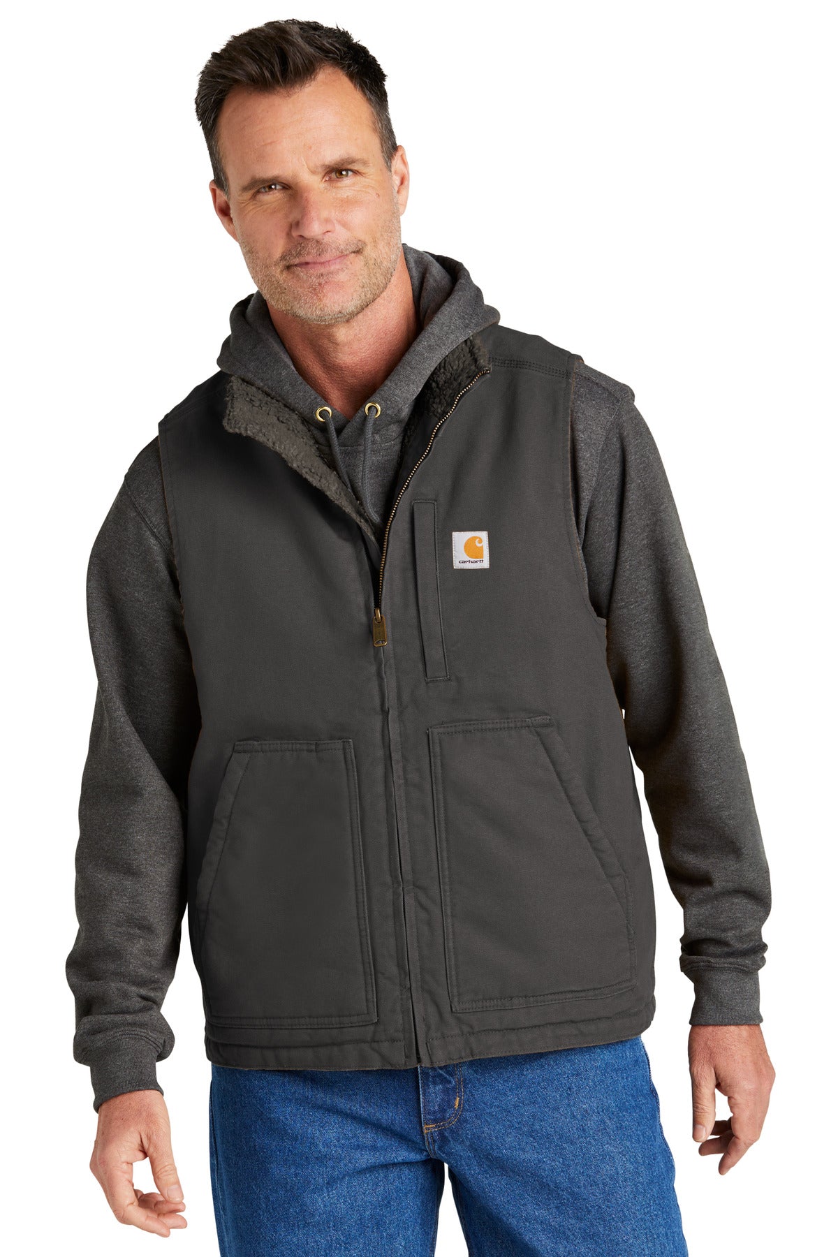 Sherpa-Lined Mock Neck Vest