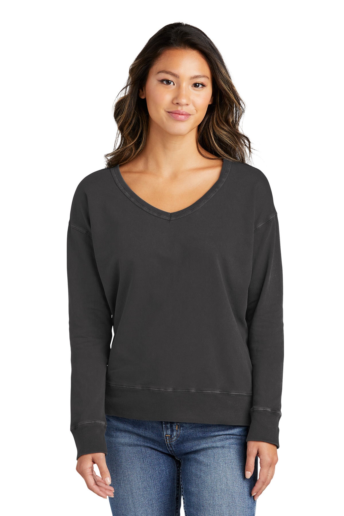 Ladies Beach Wash® Garment-Dyed V-Neck Sweatshirt