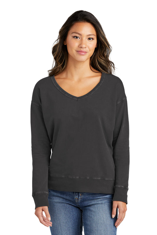Ladies Beach Wash® Garment-Dyed V-Neck Sweatshirt