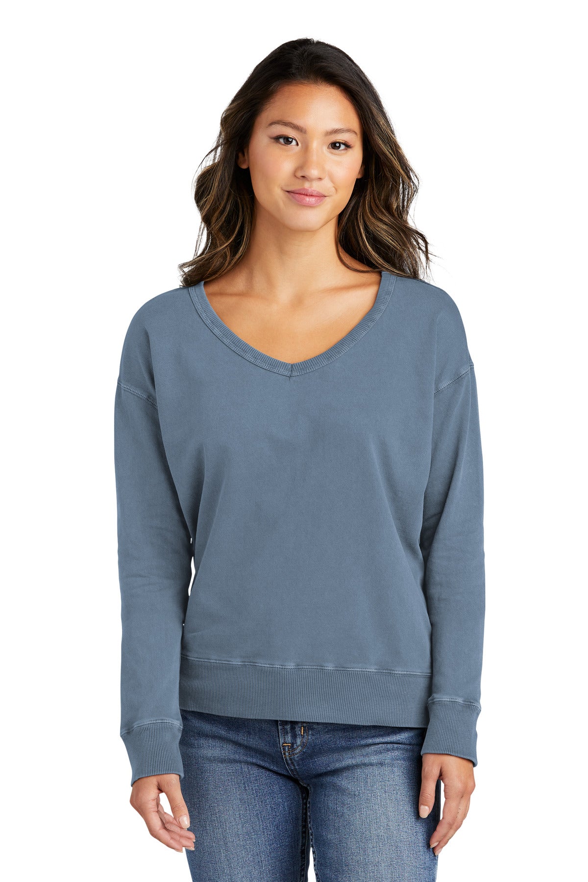 Ladies Beach Wash® Garment-Dyed V-Neck Sweatshirt