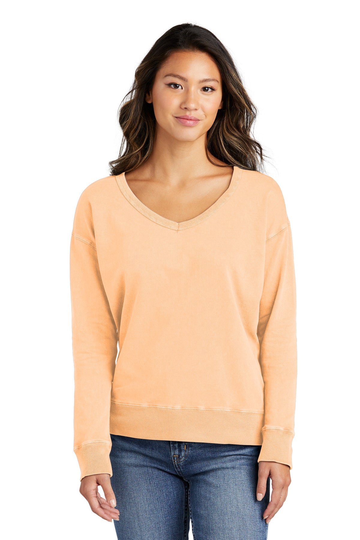 Ladies Beach Wash® Garment-Dyed V-Neck Sweatshirt