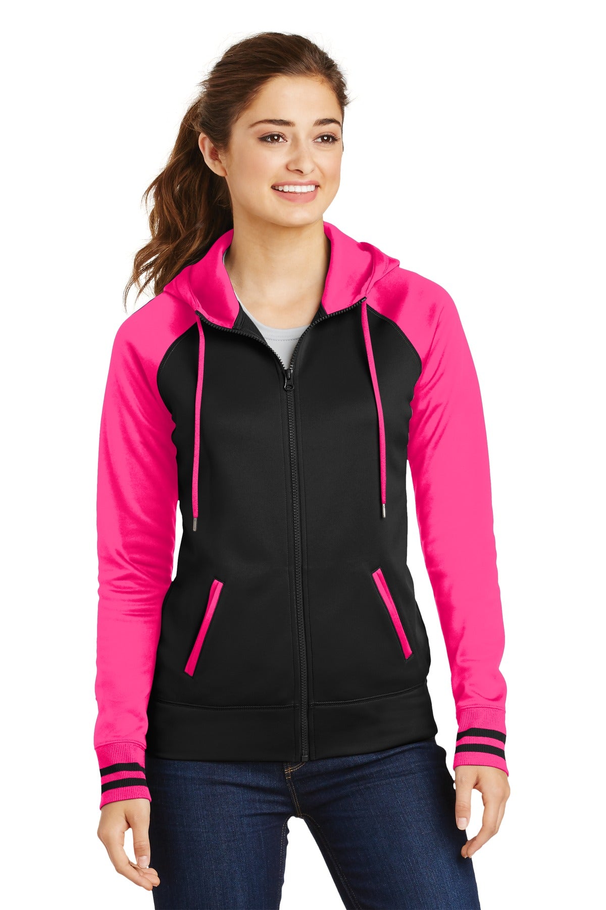 Ladies Sport-Wick® Varsity Fleece Full-Zip Hooded Jacket