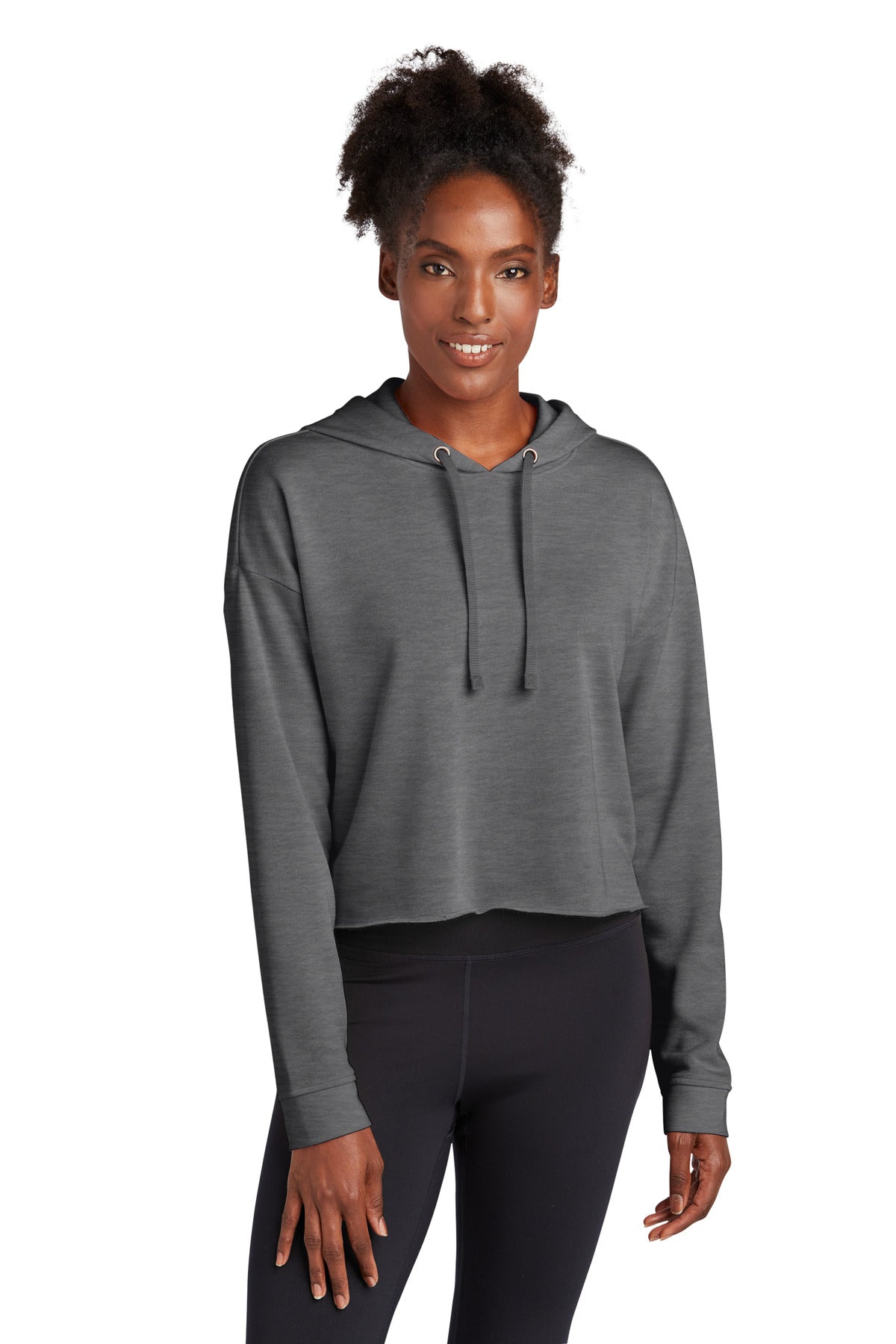 Ladies PosiCharge ® Tri-Blend Wicking Fleece Crop Hooded Pullover