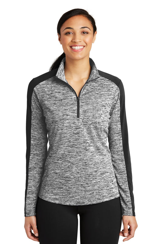 Ladies PosiCharge® Electric Heather Colorblock 1/4-Zip Pullover