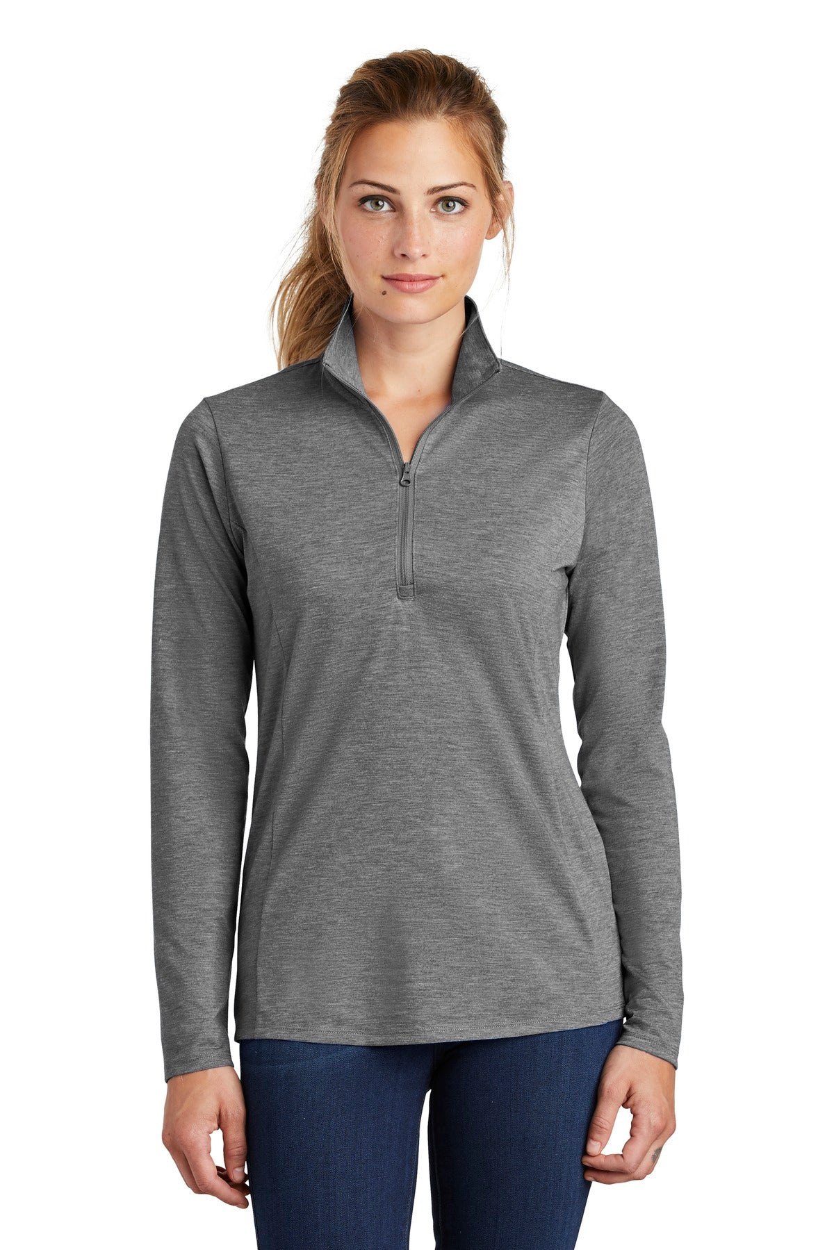 Ladies PosiCharge ® Tri-Blend Wicking 1/4-Zip Pullover