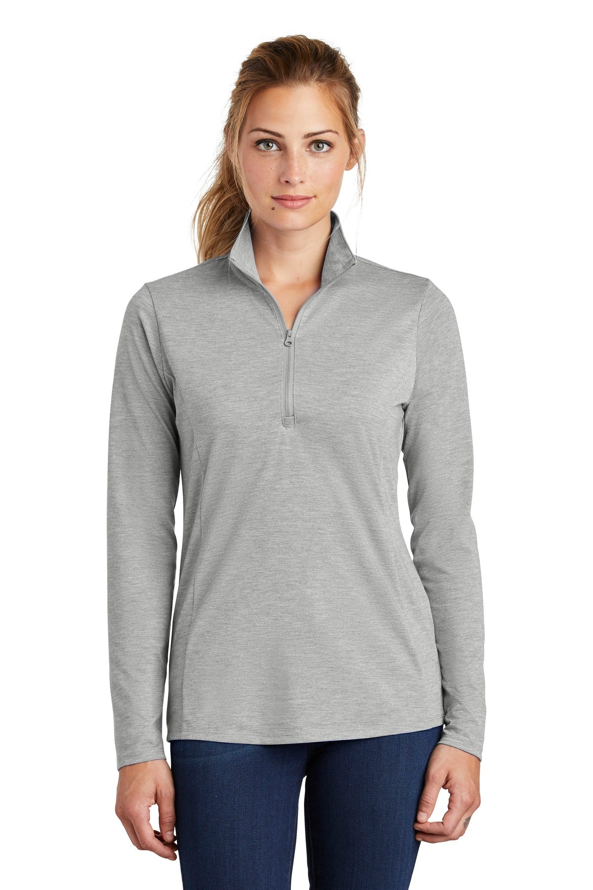 Ladies PosiCharge ® Tri-Blend Wicking 1/4-Zip Pullover