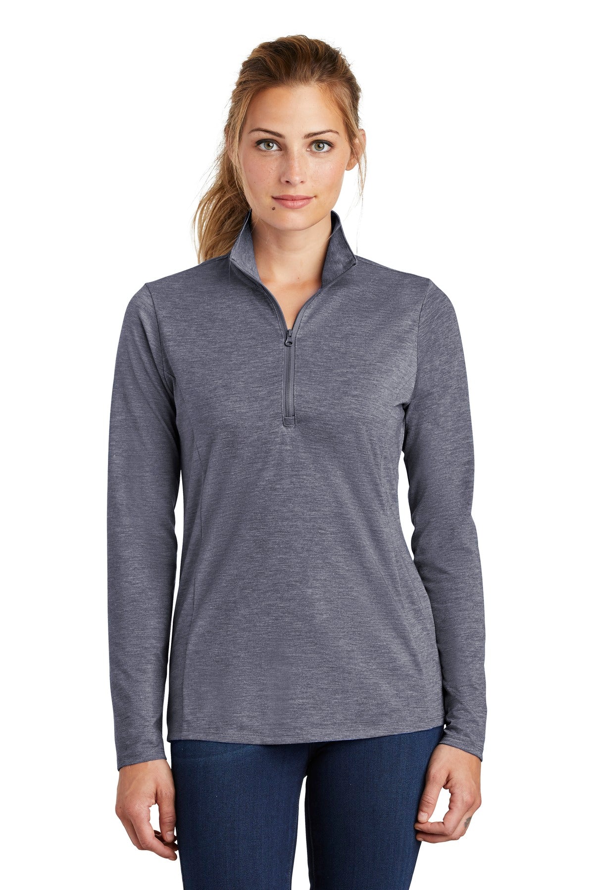 Ladies PosiCharge ® Tri-Blend Wicking 1/4-Zip Pullover