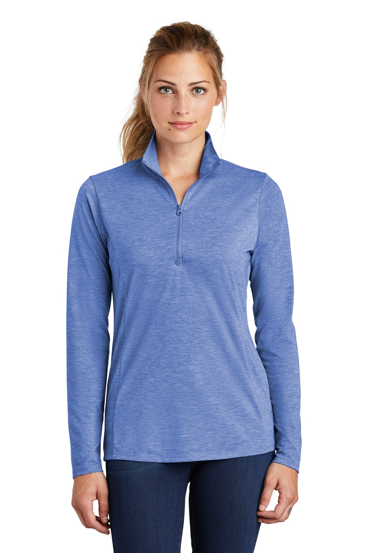 Ladies PosiCharge ® Tri-Blend Wicking 1/4-Zip Pullover