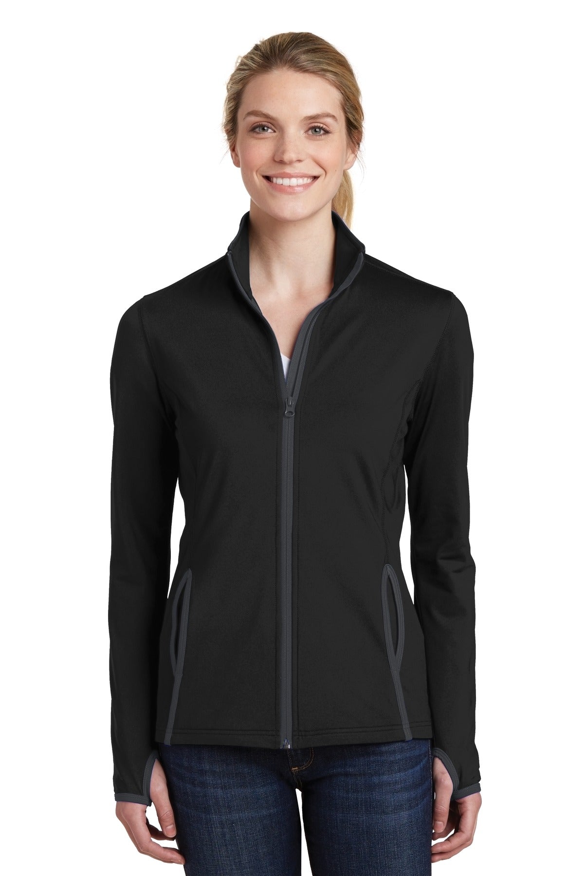 Ladies Sport-Wick® Stretch Contrast Full-Zip Jacket