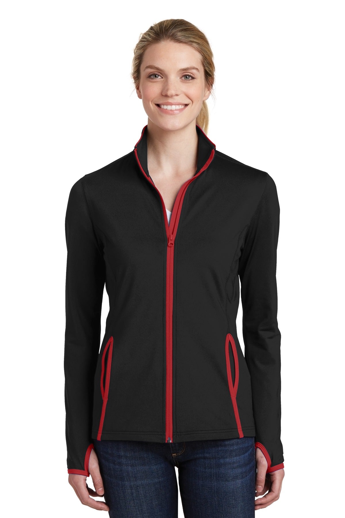 Ladies Sport-Wick® Stretch Contrast Full-Zip Jacket