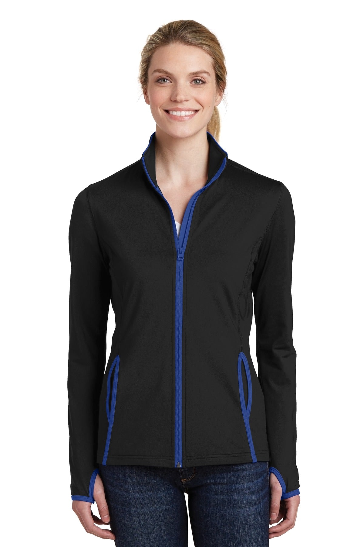 Ladies Sport-Wick® Stretch Contrast Full-Zip Jacket
