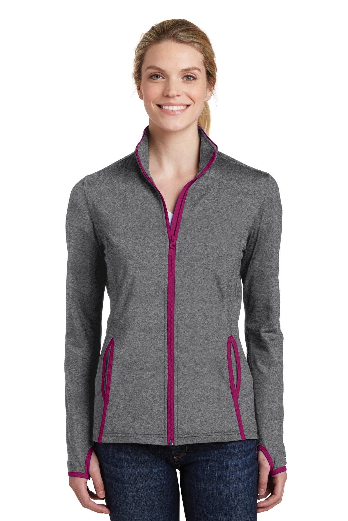 Ladies Sport-Wick® Stretch Contrast Full-Zip Jacket