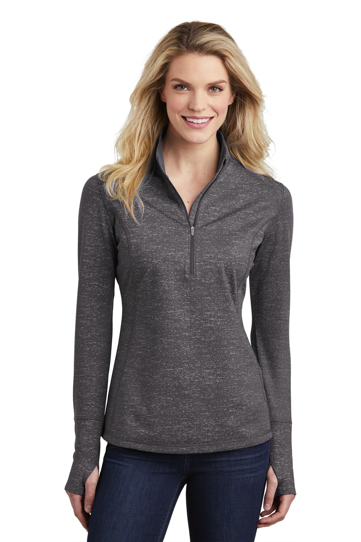 Ladies Sport-Wick ® Stretch Reflective Heather 1/2-Zip Pullover