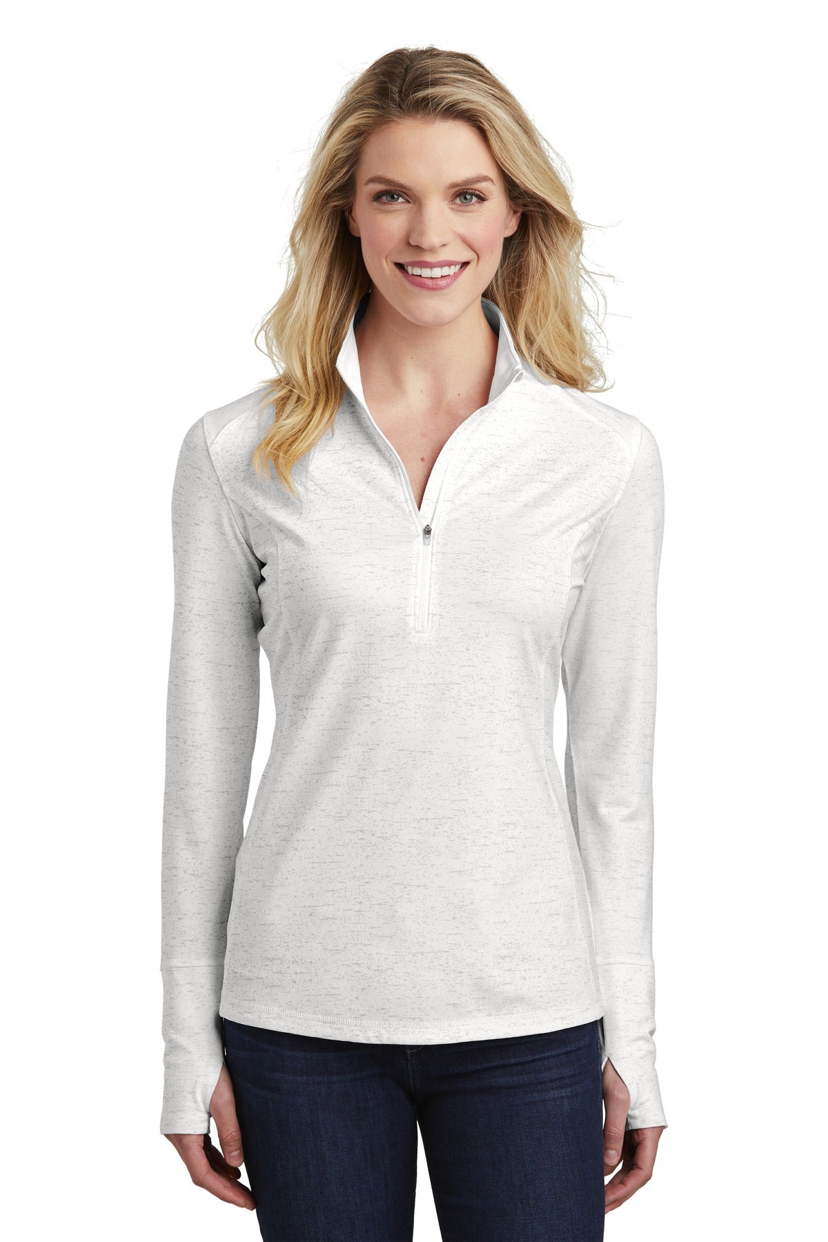 Ladies Sport-Wick ® Stretch Reflective Heather 1/2-Zip Pullover