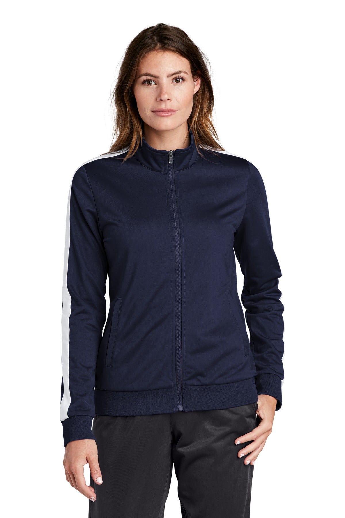 Ladies Tricot Sleeve Stripe Track Jacket