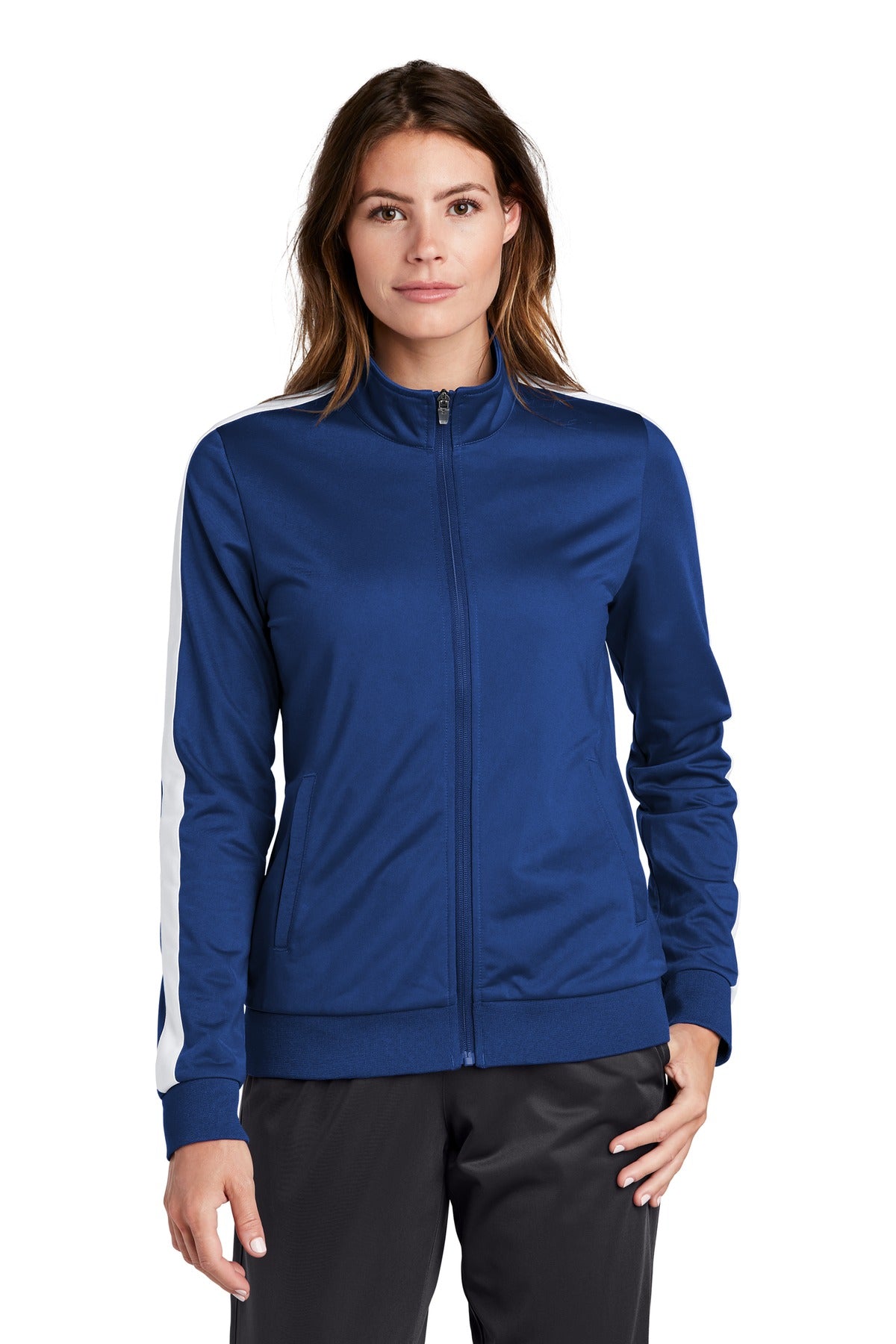 Ladies Tricot Sleeve Stripe Track Jacket
