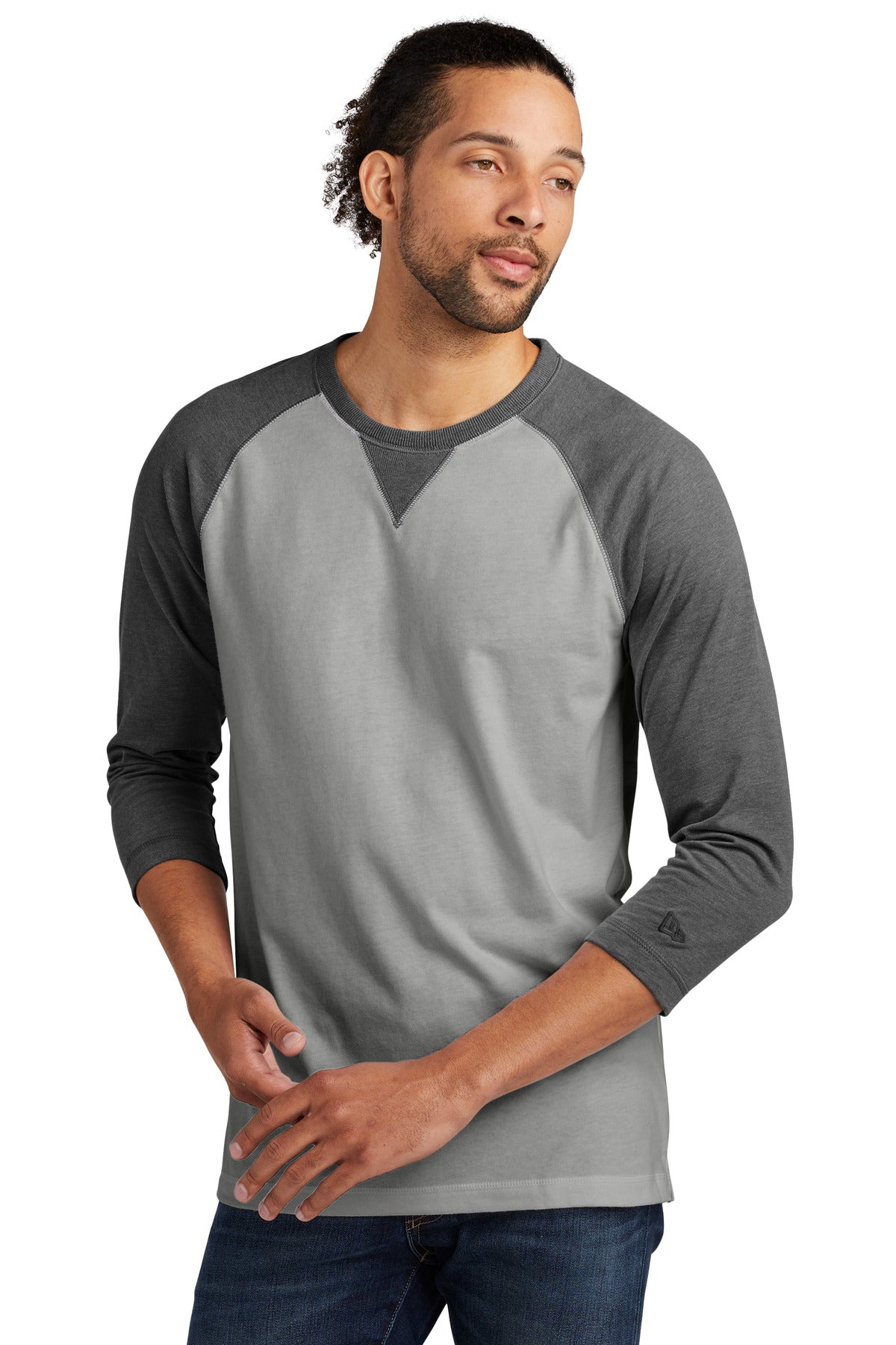 Sueded Cotton Blend 3/4-Sleeve Baseball Raglan Tee