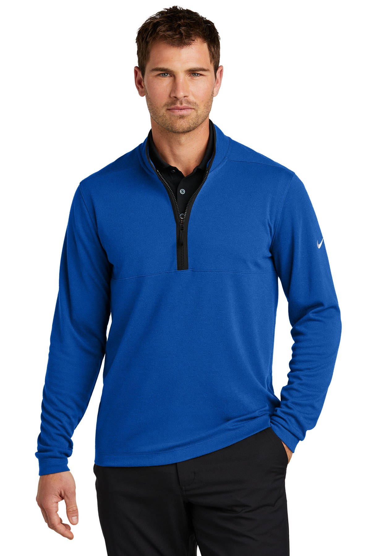 Textured 1/2-Zip Cover-Up