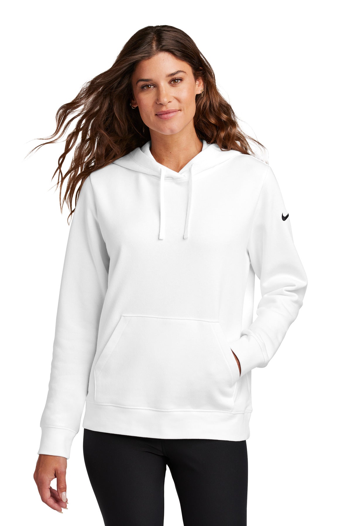 Ladies Club Fleece Sleeve Swoosh Pullover Hoodie
