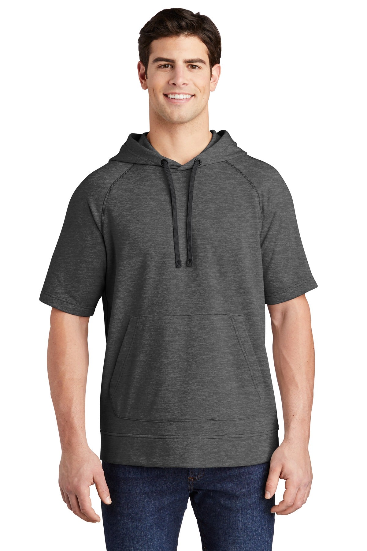 PosiCharge ® Tri-Blend Wicking Fleece Short Sleeve Hooded Pullover