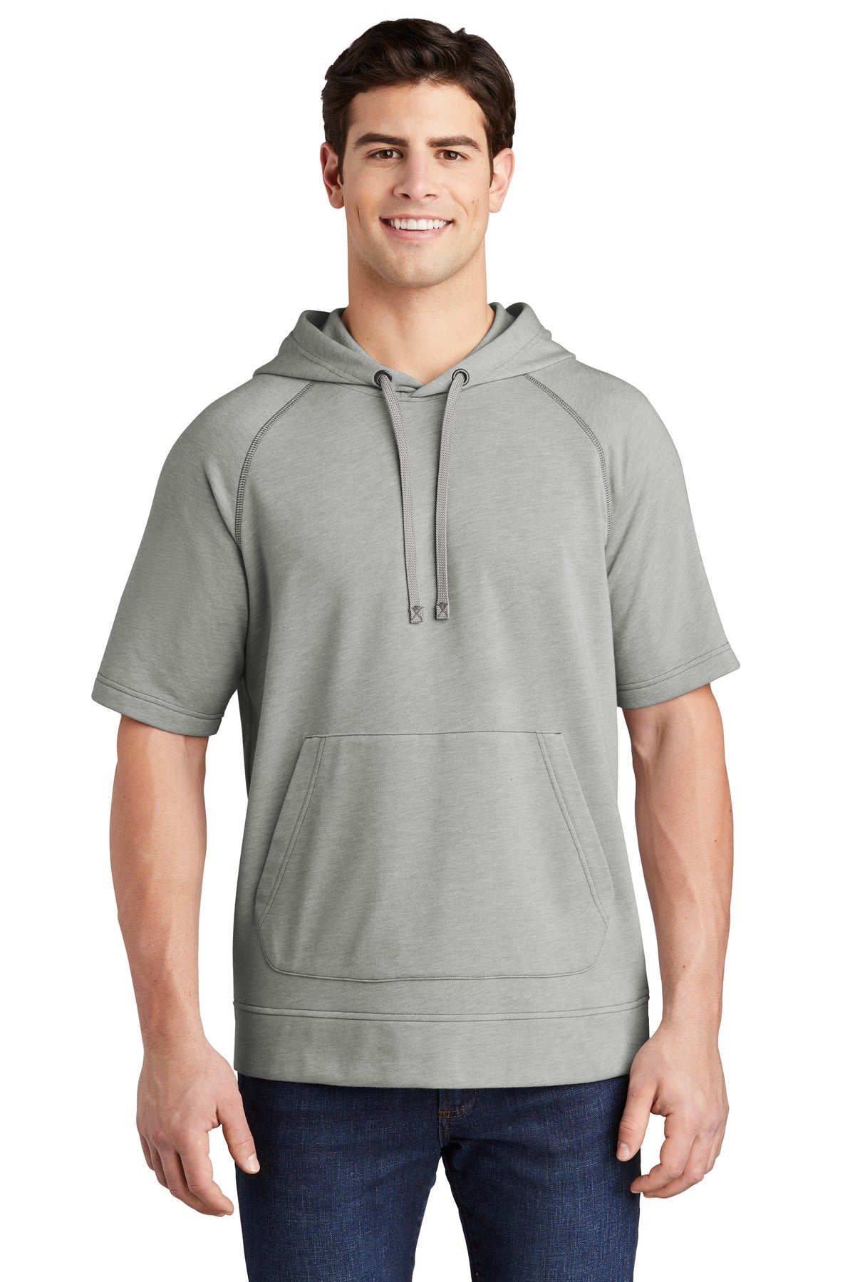 PosiCharge ® Tri-Blend Wicking Fleece Short Sleeve Hooded Pullover