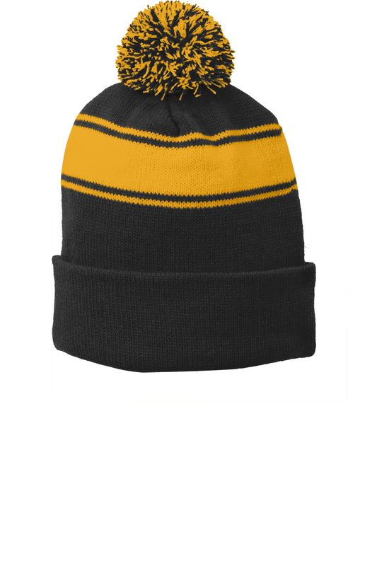 Stripe Pom Beanie