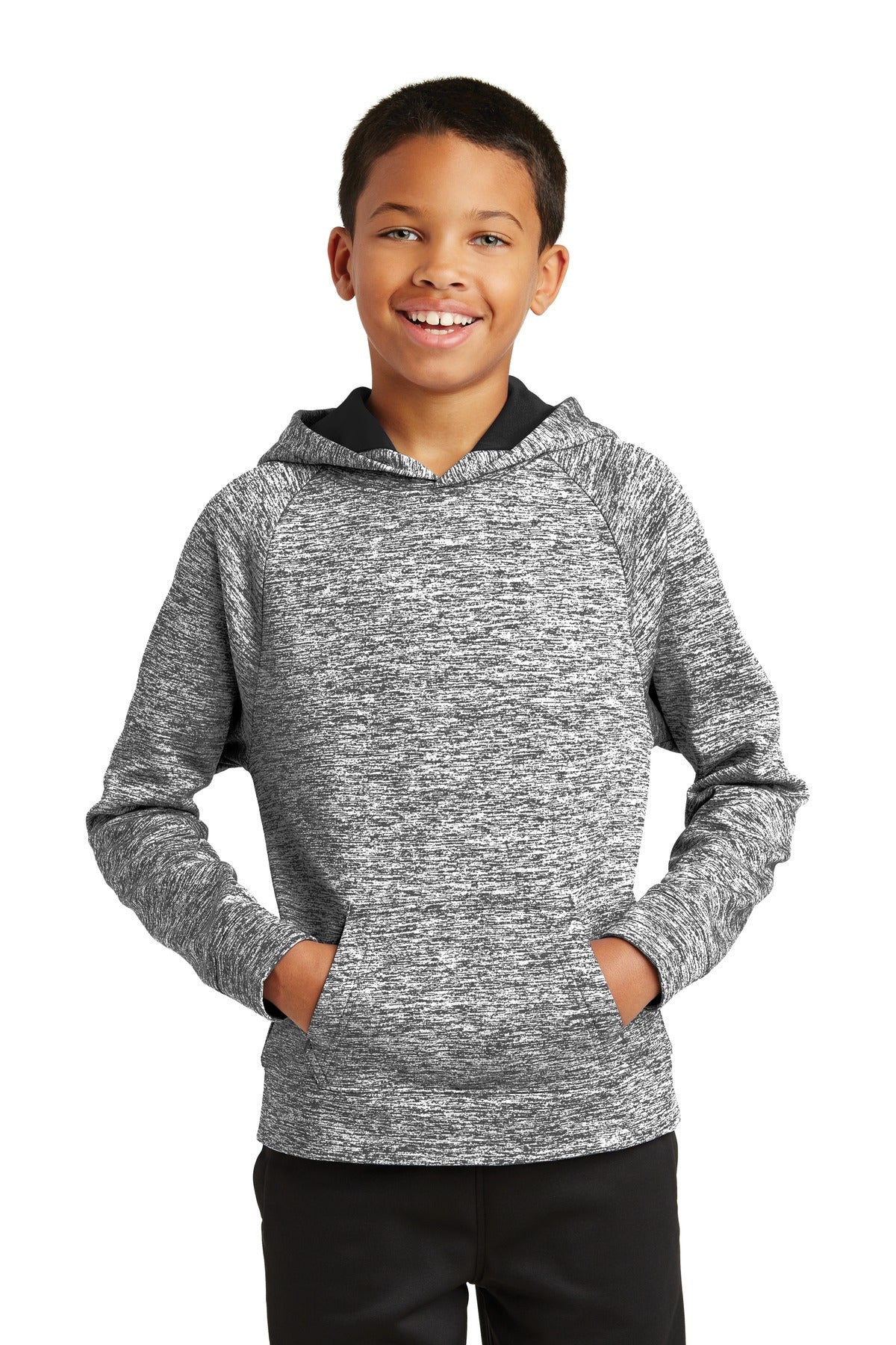 Youth PosiCharge® Electric Heather Fleece Hooded Pullover