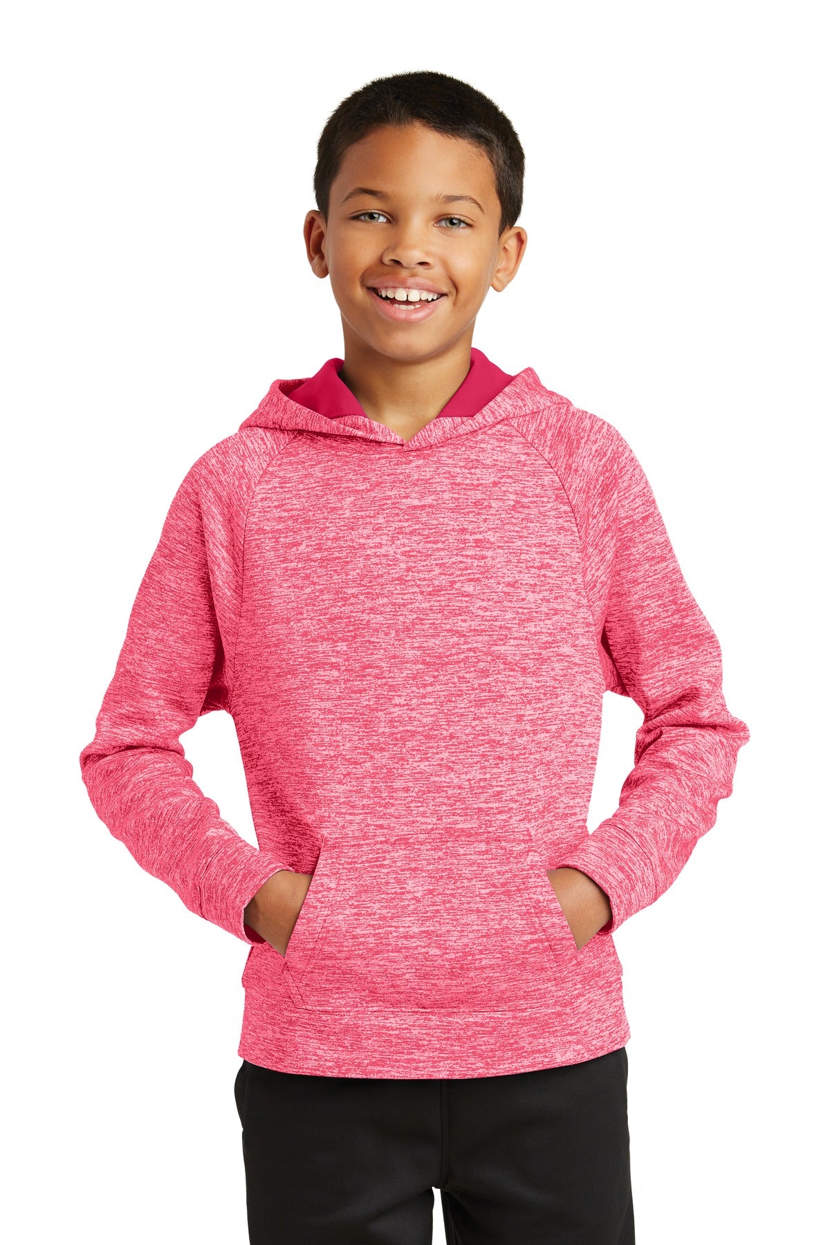Youth PosiCharge® Electric Heather Fleece Hooded Pullover