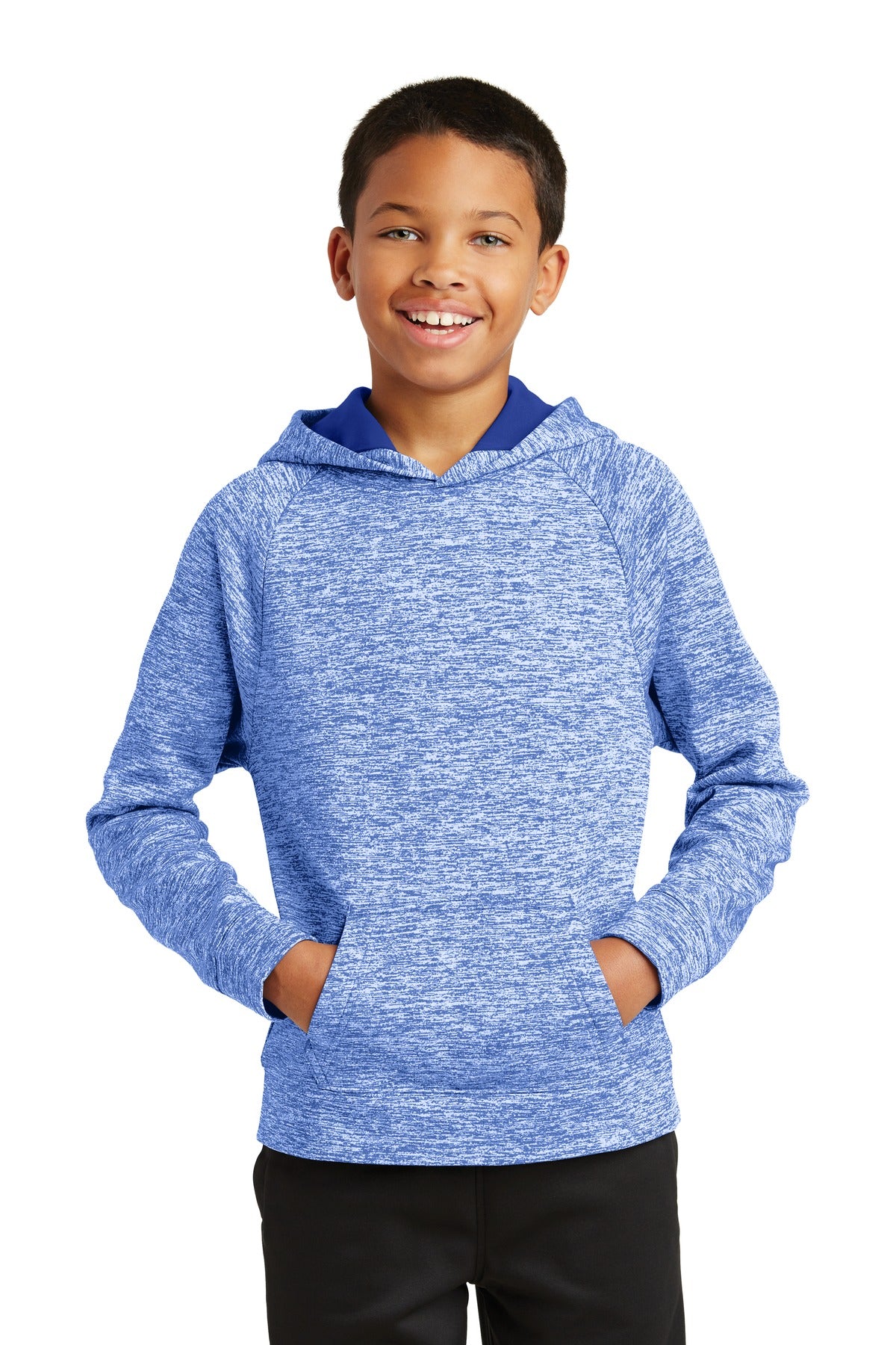 Youth PosiCharge® Electric Heather Fleece Hooded Pullover
