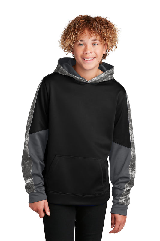 Youth Sport-Wick® Mineral Freeze Fleece Colorblock Hooded Pullover