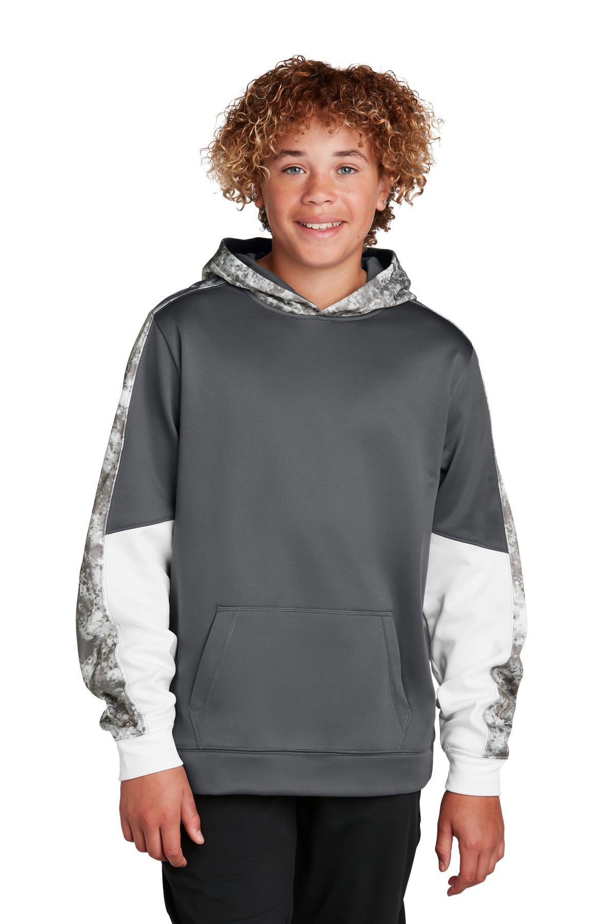 Youth Sport-Wick® Mineral Freeze Fleece Colorblock Hooded Pullover