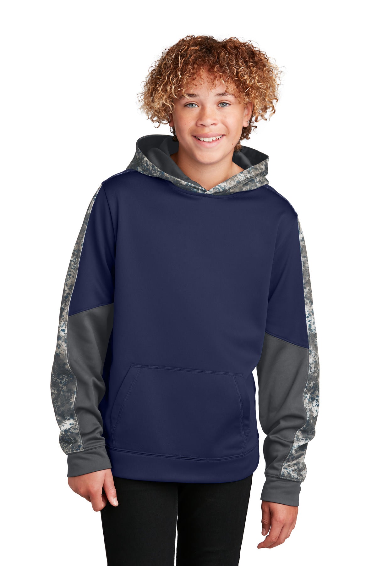 Youth Sport-Wick® Mineral Freeze Fleece Colorblock Hooded Pullover