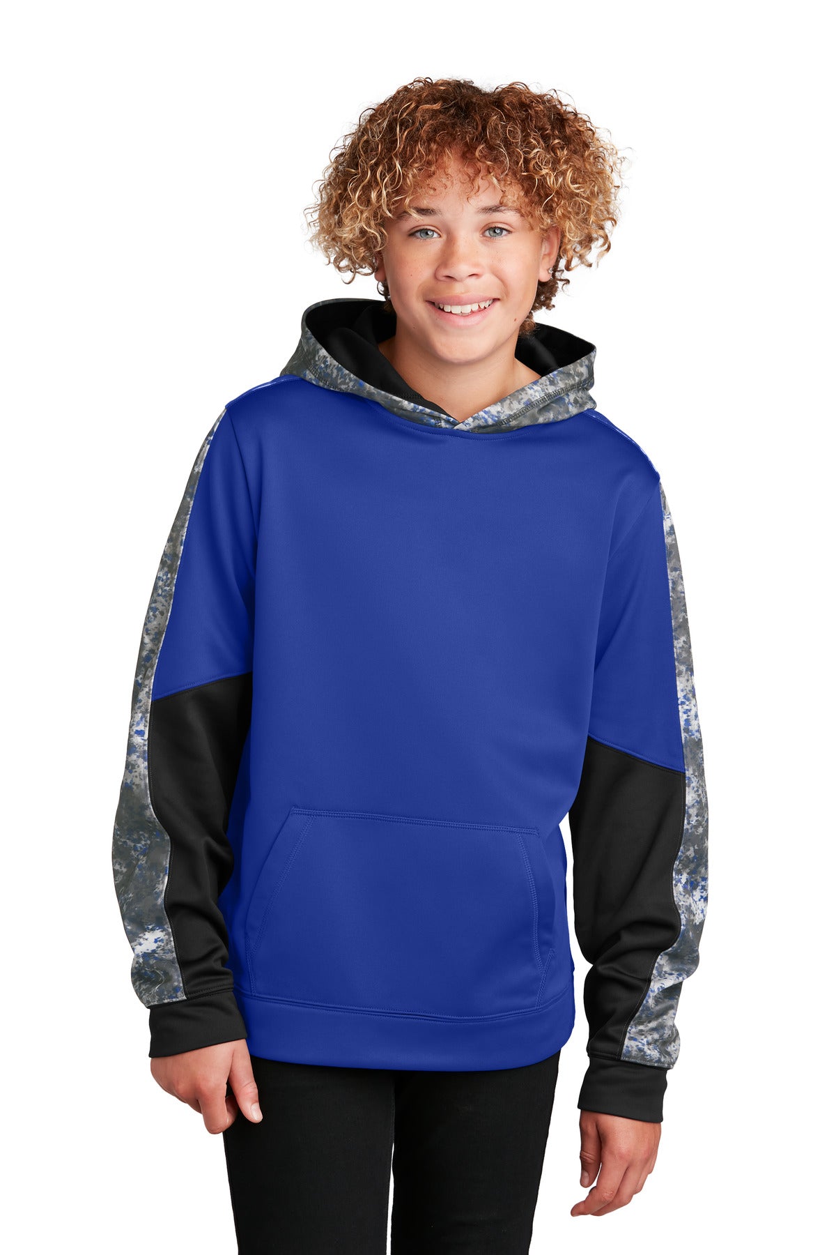 Youth Sport-Wick® Mineral Freeze Fleece Colorblock Hooded Pullover