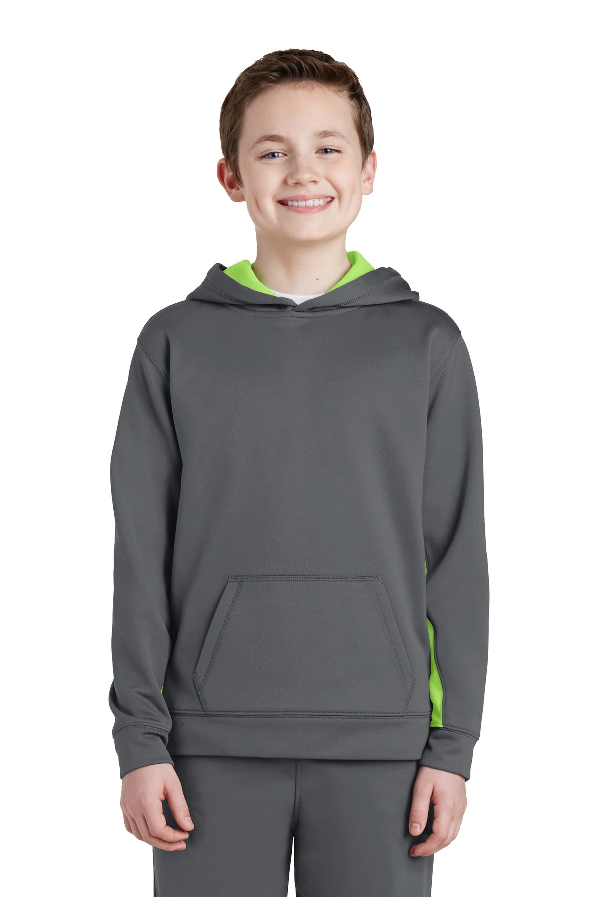 Youth Sport-Wick® Fleece Colorblock Hooded Pullover