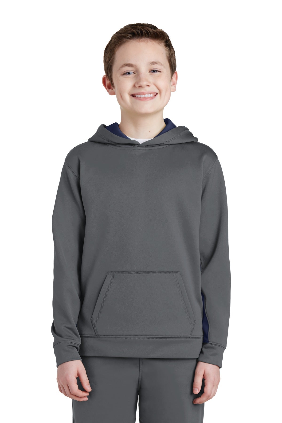 Youth Sport-Wick® Fleece Colorblock Hooded Pullover