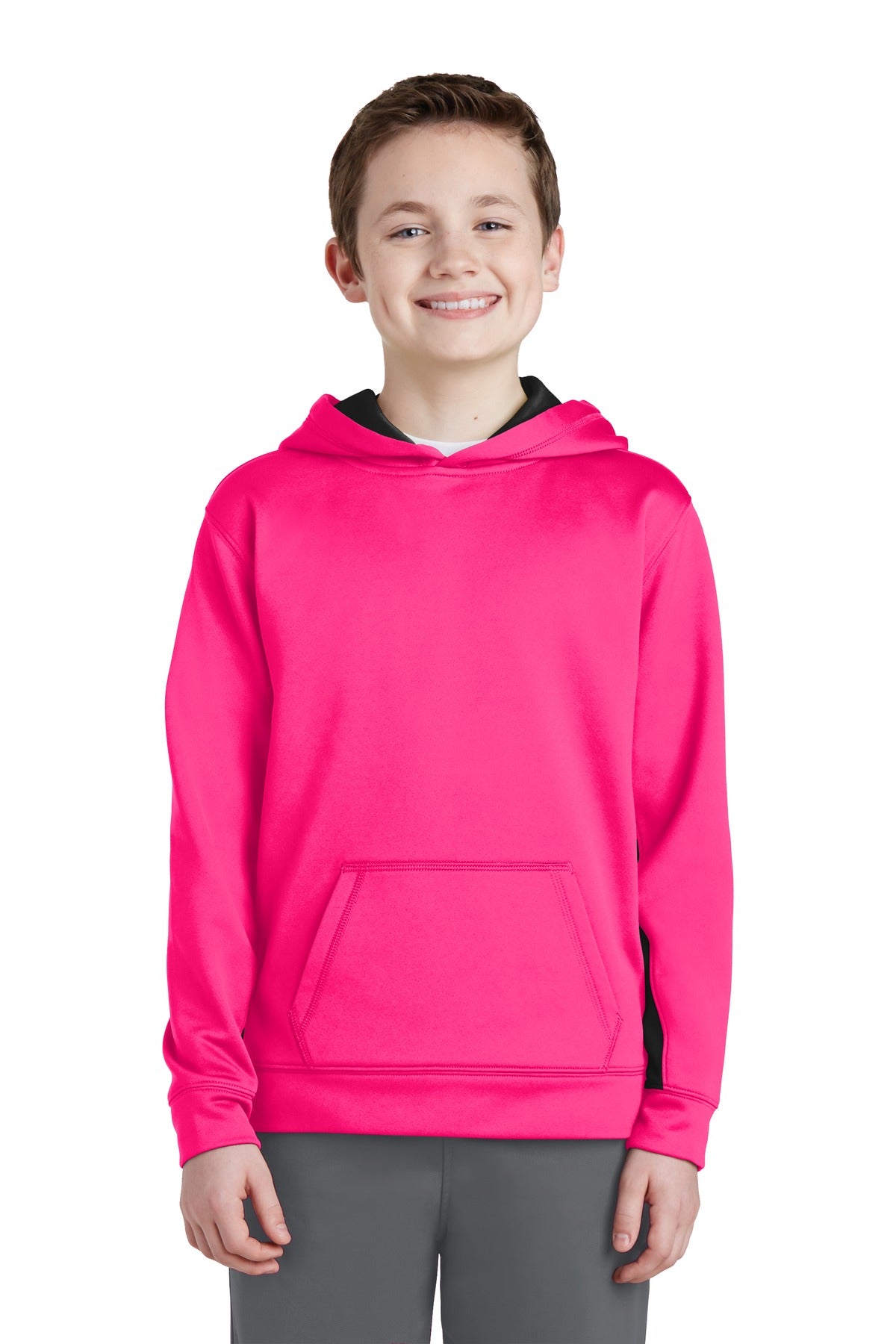 Youth Sport-Wick® Fleece Colorblock Hooded Pullover