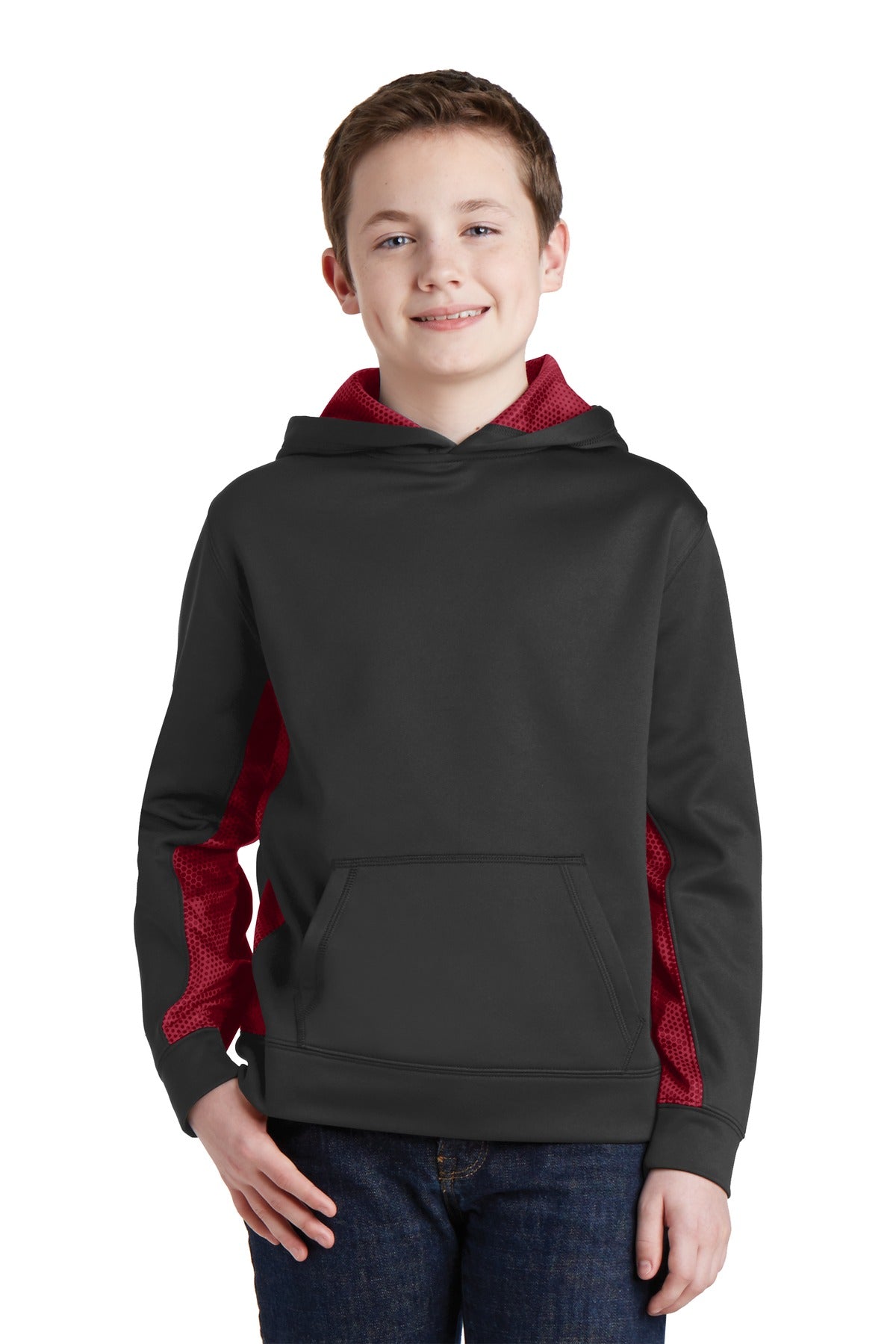 Youth Sport-Wick® CamoHex Fleece Colorblock Hooded Pullover