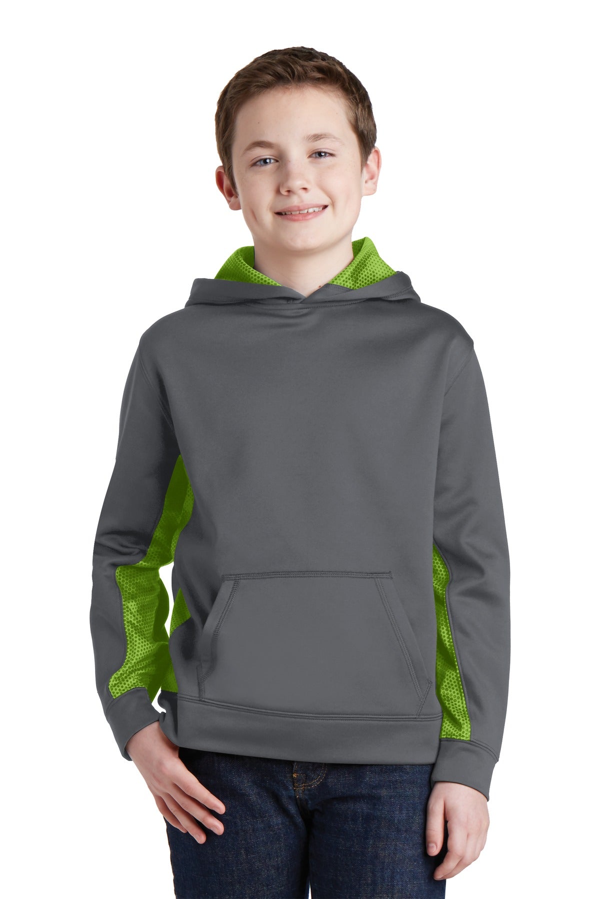 Youth Sport-Wick® CamoHex Fleece Colorblock Hooded Pullover