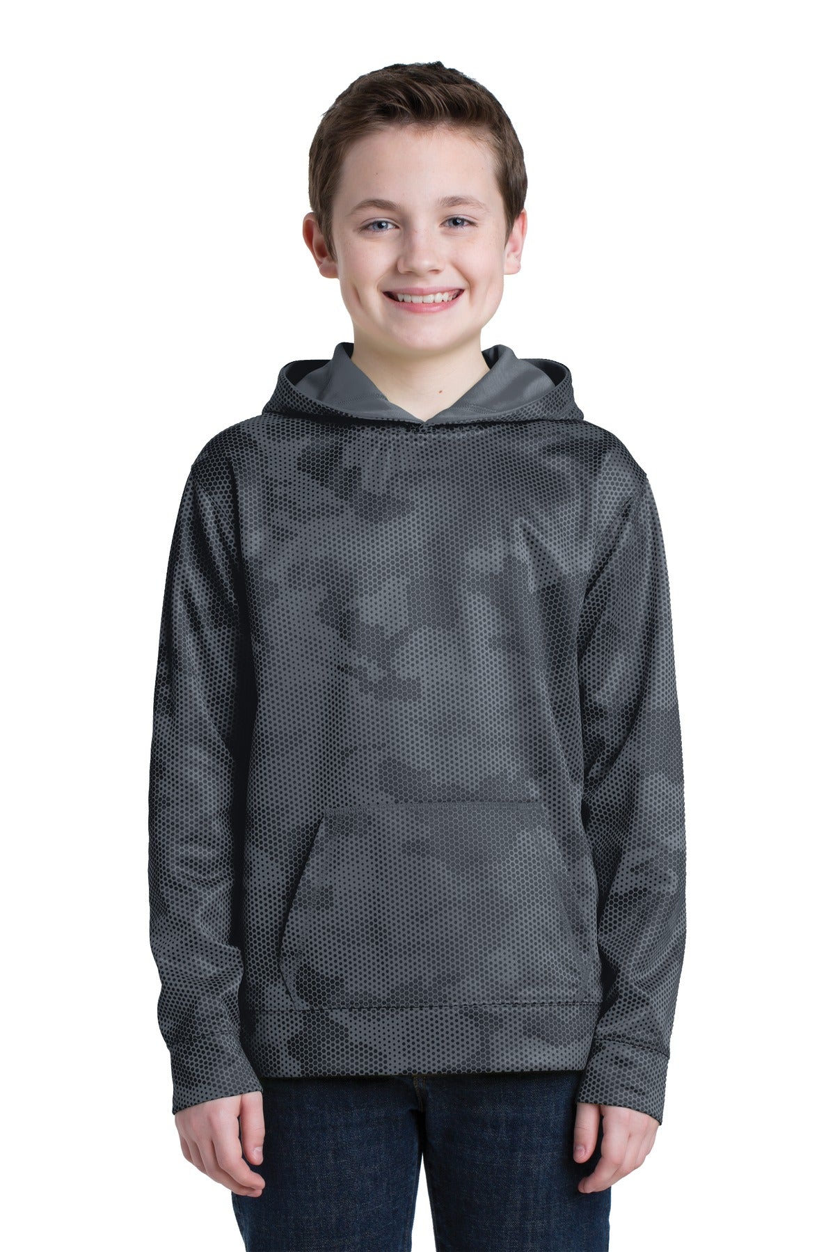 Youth Sport-Wick® CamoHex Fleece Hooded Pullover