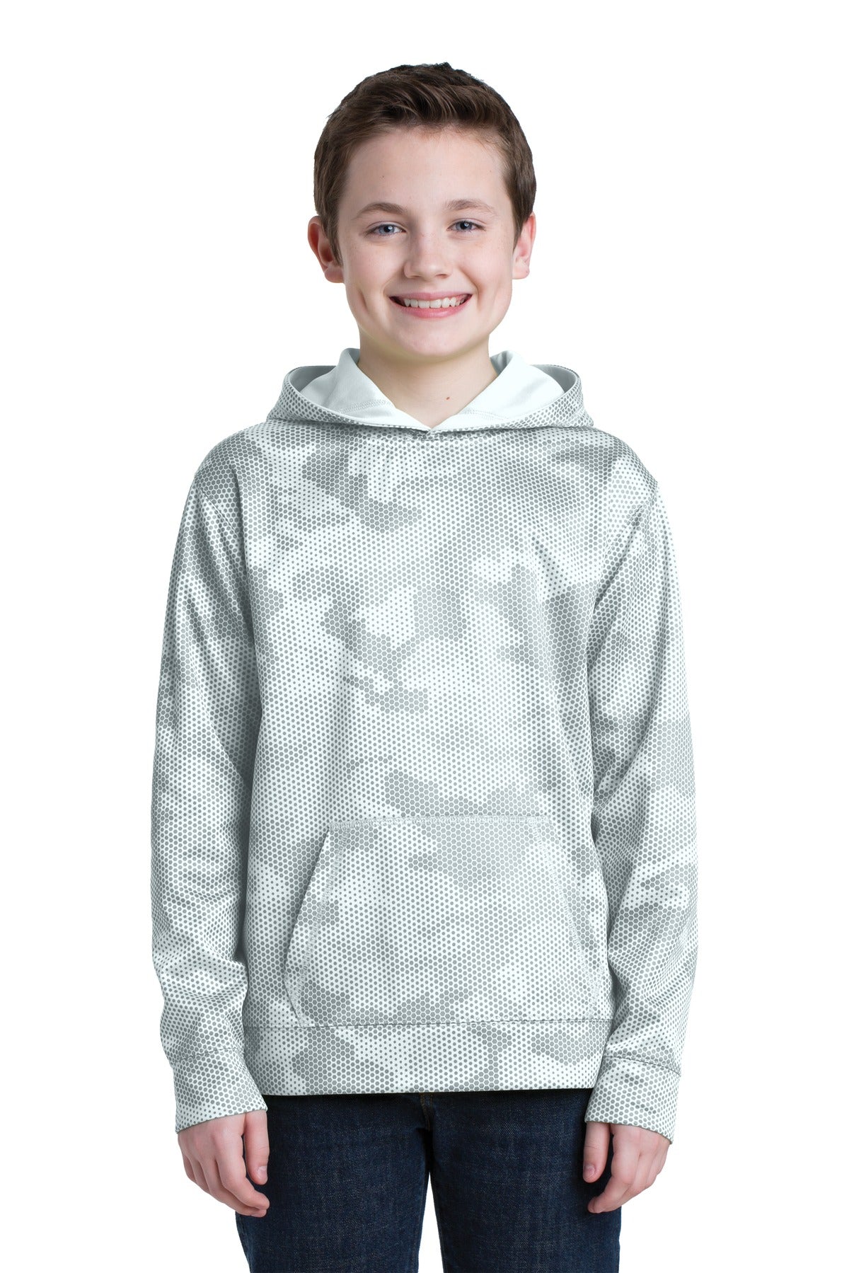 Youth Sport-Wick® CamoHex Fleece Hooded Pullover