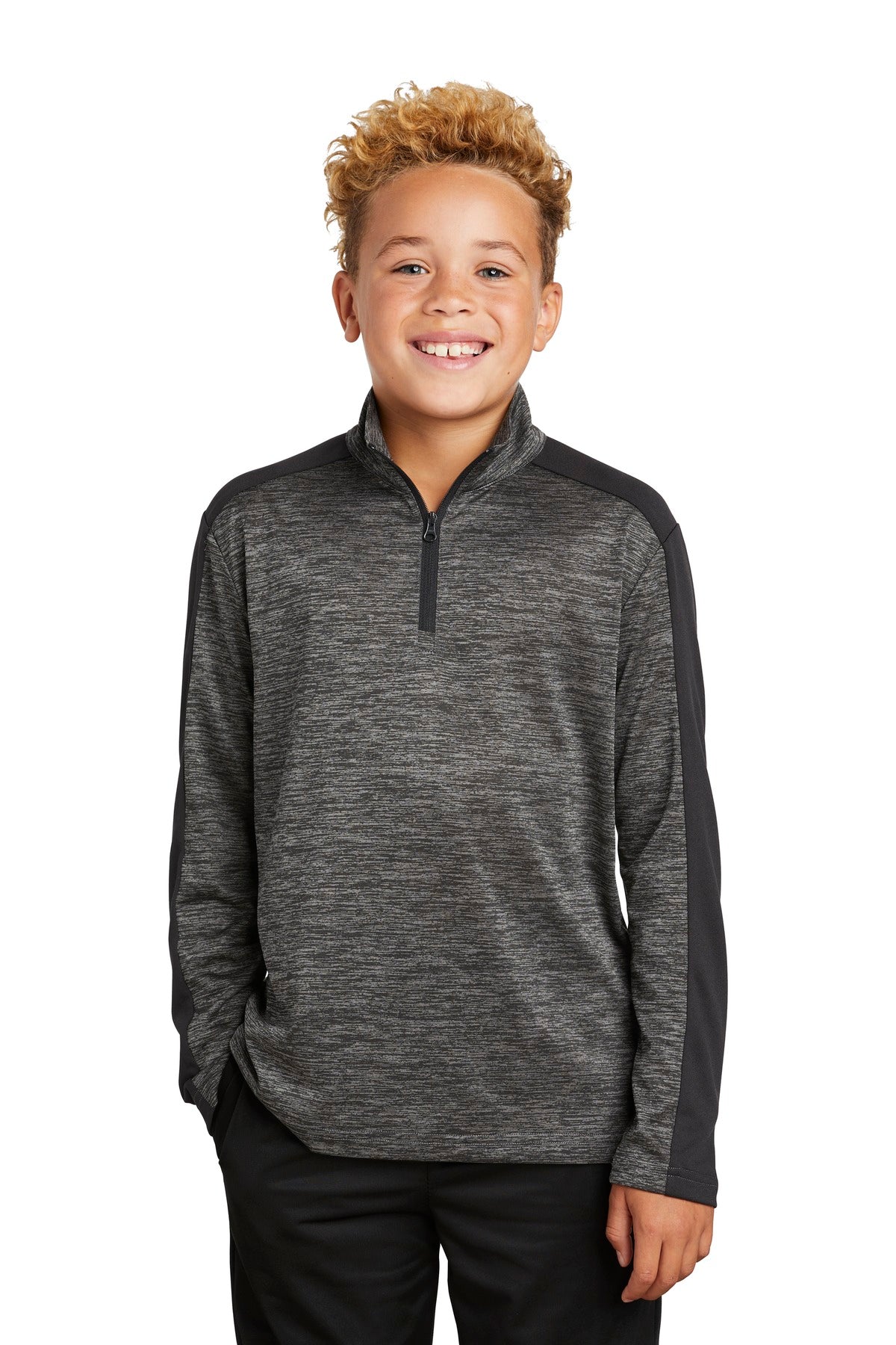 Youth PosiCharge ® Electric Heather Colorblock 1/4-Zip Pullover