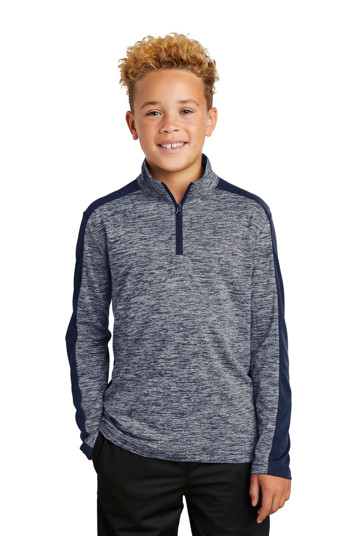 Youth PosiCharge ® Electric Heather Colorblock 1/4-Zip Pullover