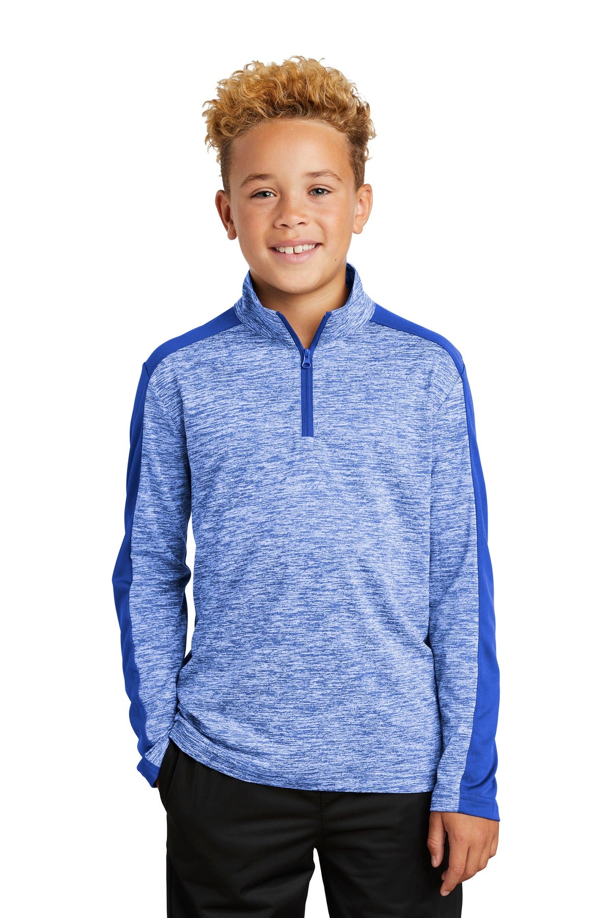 Youth PosiCharge ® Electric Heather Colorblock 1/4-Zip Pullover